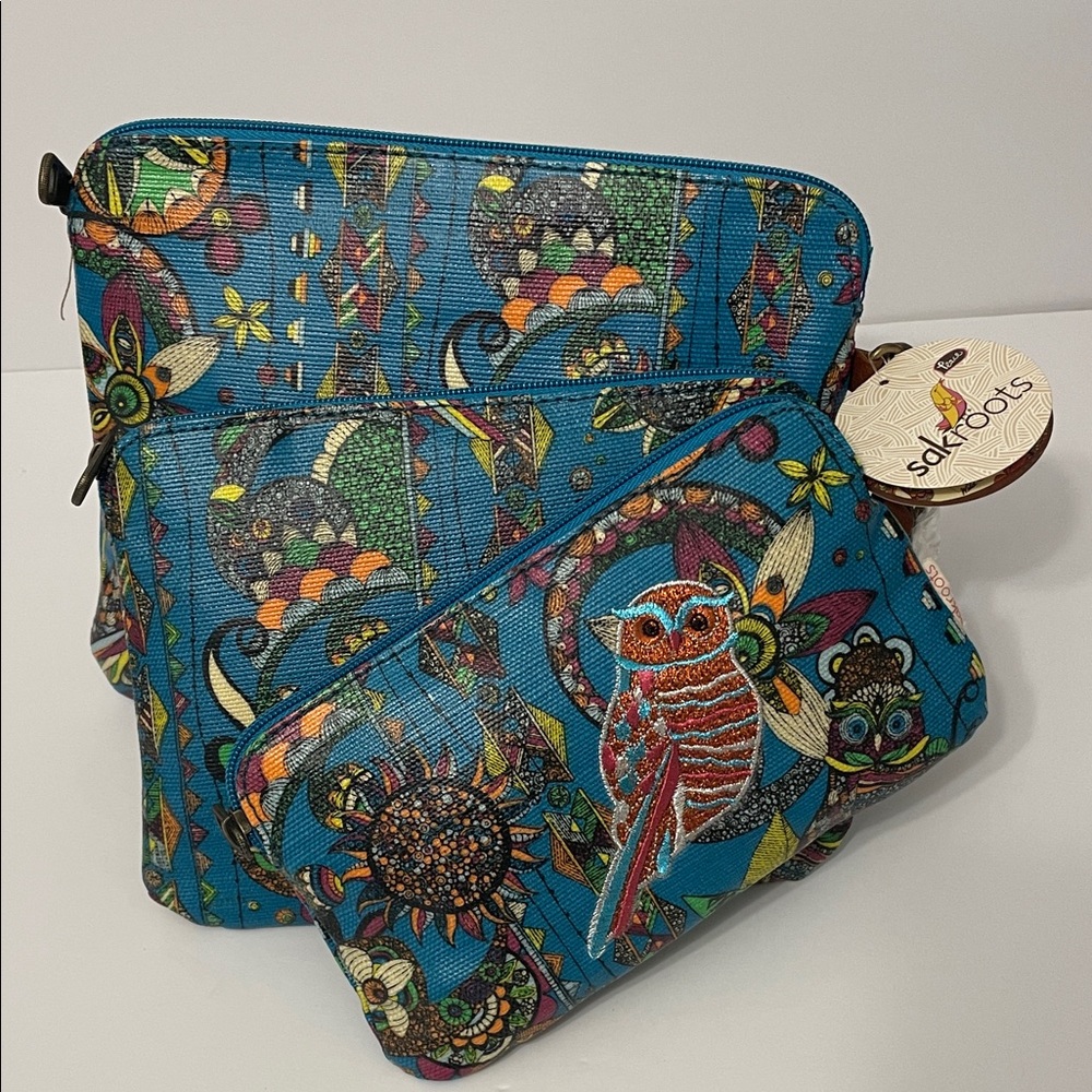 Sakroots Artist Circle Multicolor Owl Print Cosmetic Bag Set